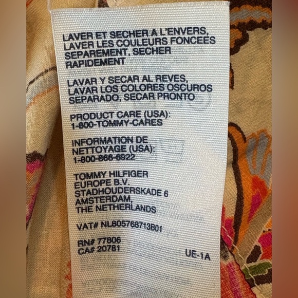 Tommy Hilfiger Pink and Cream Paisley Midi Dress size L with tie waist - Picture 11 of 13